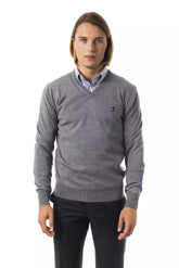 Uominitaliani Gray Merino Wool Men Sweater -   -  Uominitaliani.